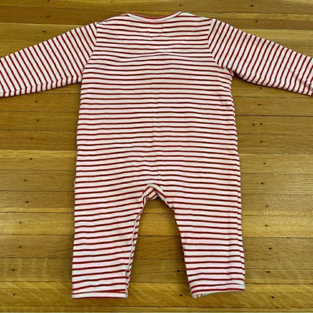 Albetta crochet bear red/white stripe long sleeve jumpsuit